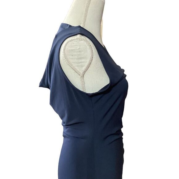 MICHAEL Michael Kors Sleeveless Cowl Back Fishtail Navy Blue Cocktail Dress - Picture 3 of 12